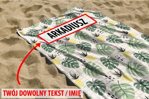 RĘCZNIK Ananasy i monstery z twoim dowolnym tekstem 100x50cm 006C na Arena.pl