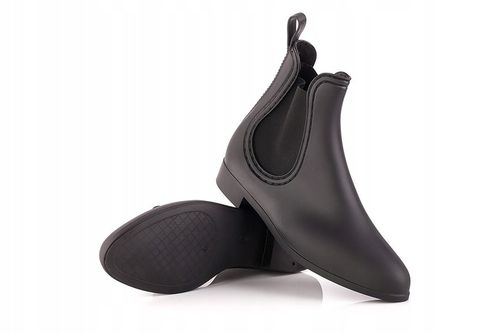 Kalosze damskie krótkie czarne matowe z gumką sztyblety meliski na Arena.pl