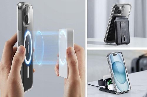 Etui Do iPhone 15 +Szkło 9H WZMACNIANE 360° do MAGSAFE CLEAR CASE na Arena.pl