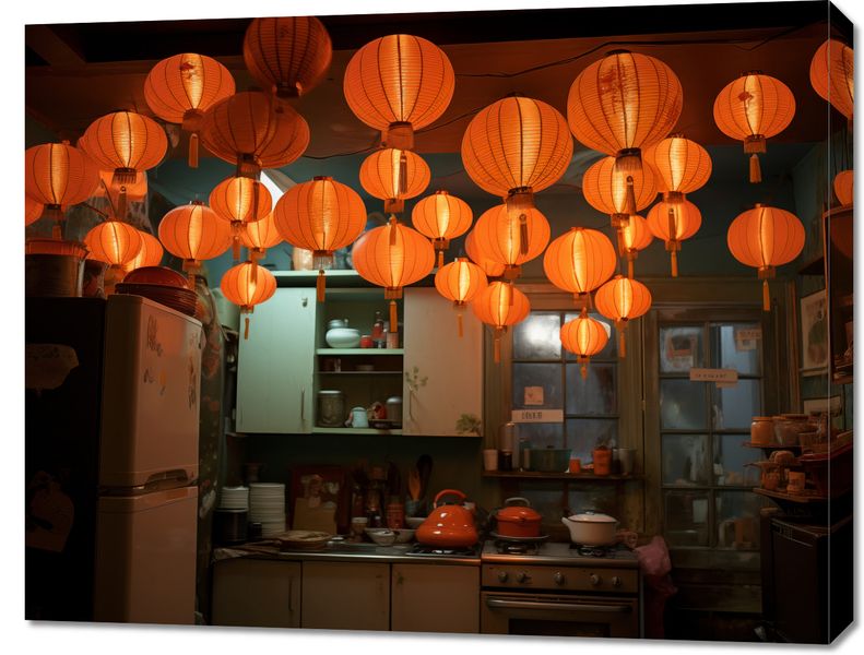 Obraz 90x70cm W Blasku Lampionów zdjęcie 1