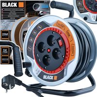 PRZEDŁUŻACZ BĘBNOWY METALOWY 25M 4G + 2x USB 3x2,5 KABEL BLACK WEEKEND