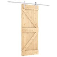 Drzwi przesuwne z osprzętem, 80x210 cm, lite drewno sosnowe