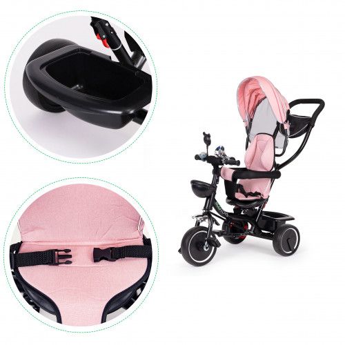ROWEREK ECOTOYS 3W1 OBRACANE SIEDZENIE DASZEK RÓŻOWY DZIECI 1-4 zdjęcie 6