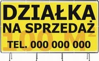 BANER REKLAMOWY 200x100 cm projekt w cenie oczkowany DZIAŁKA NA SPRZEDAŻ