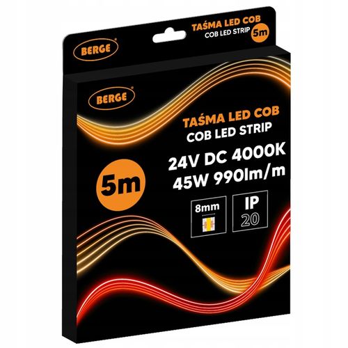 Taśma LED COB Neon 24V 5m 9W/m 480 diod 45W 4000K Neutralna Mocna na Arena.pl