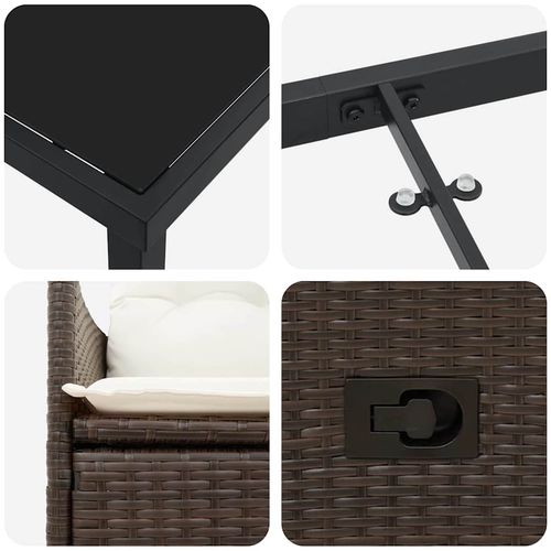 Zestaw do jadalni w ogrodzie 3 pcs Brązowy Polirattan na Arena.pl