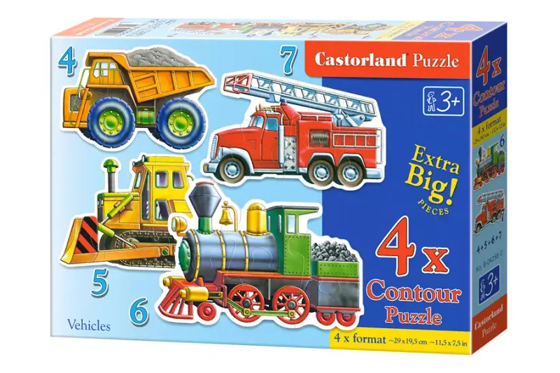 Puzzle konturowe 4w1. Pojazdy zdjęcie 1