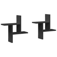 Półki ścienne, 2 szt., czarne, 38x12x38 cm