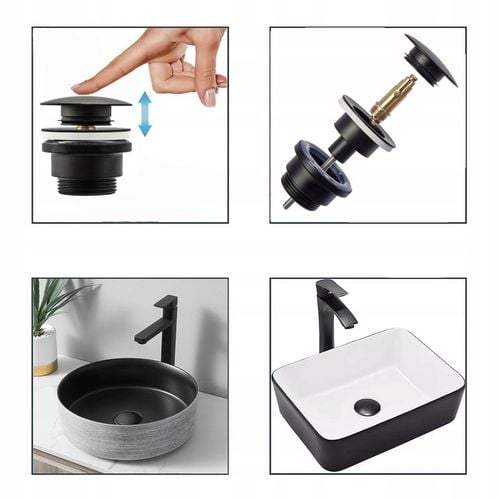 Korek Umywalkowy KLIK-KLAK Czarny Uniwersalny do Umywalki Automatyczny REA na Arena.pl