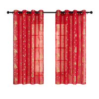 Zasłony Świąteczne Eleganckie Zestaw 2 240x140cm Przezroczyste Czerwone