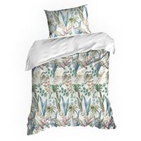 Pościel bawełniana LEA 140x200 wielokolorowa w egzotyczne liście