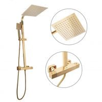 Bateria prysznicowa z deszczownicą i termostatem złoty- Yoka