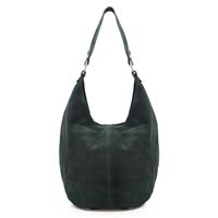 VERA PELLE torebka skórzana zamszowa worek na ramię V058 c.zielona