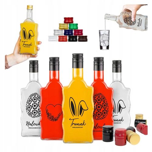 5x Butelki Szklane na WIELKANOC FALA 500ml z NADRUKIEM Na Likiery Nalewki na Arena.pl