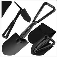 Saperka składana z kilofem w pokrowcu - czarna 16 cm x 25 cm x 60 cm