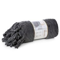 Koc flano z frędzlami EMMA 150X200 stalowy