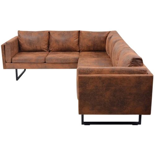 VidaXL Sofa narożna, tkanina, brąz na Arena.pl