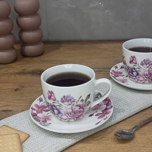 LIVELLO KOMPLET 2 FILIŻANEK PORCELANOWYCH ZE SPODKIEM 250 ML / 14 CM KWIATY na Arena.pl