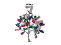 RODOWANY SREBRNY WISIOREK DRZEWO ŻYCIA CYRKONIE