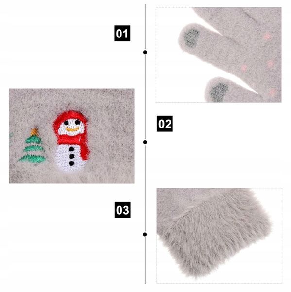 Ciepłe Dotykowe Rękawiczki Damskie Haftowane zdjęcie 11