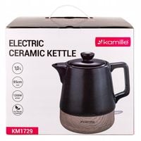 CZAJNIK ELEKTRYCZNY CERAMICZNY BEZPRZEWODOWY KAMILLE 1200 W 1,0 L czarny