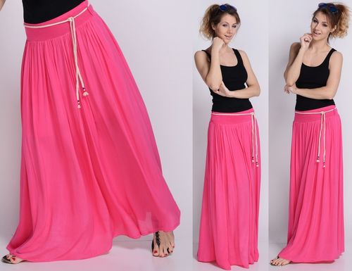 NEW LEKKA Długa zwiewna SPÓDNICA MAXI ściągacz SML na Arena.pl