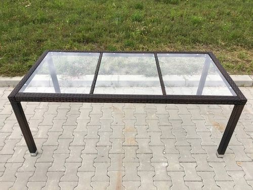 Duży STÓŁ na 8 osób TECHNORATTAN SZKŁO 190cm na Arena.pl