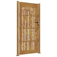Furtka ogrodowa, 105x205 cm, stal kortenowska, motyw bambusa
