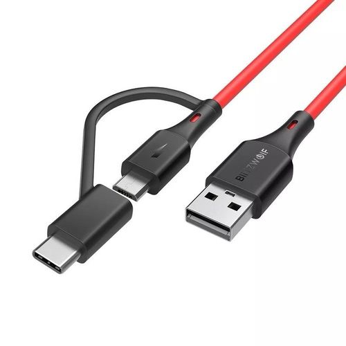 Kabel Micro Usb + Adapter Usb-C Blitzwolf Bw-Mt3 3A 0,91M na Arena.pl