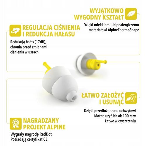 Zatyczki do uszu, do samolotu, , zmiany ciśnienia, ALPINE FlyFit, na Arena.pl