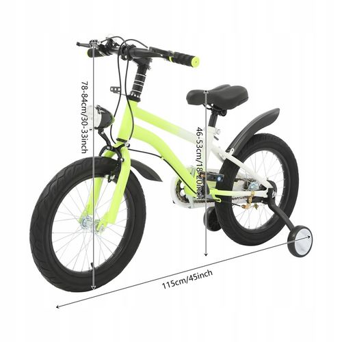 Rower 16’ ze światłami-Rower dziecięcy z kołami Light& Training -żółty na Arena.pl