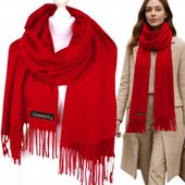 CIEPŁY KASZMIROWY w dotyku SZAL Z WEŁNĄ damski gładki szalik KLASYK