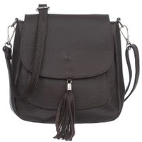 VERA PELLE torebka skórzana listonoszka na ramię z klapą V657 c.brązowa