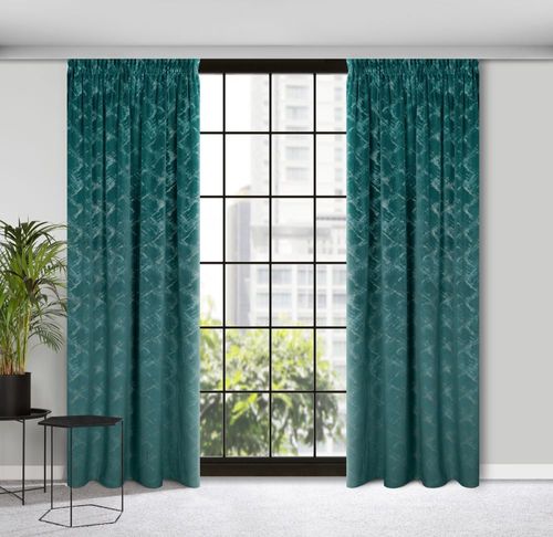 Zasłona gotowa na taśmie ADRIA 140x270 ciemnoturkusowo/szampańska na Arena.pl