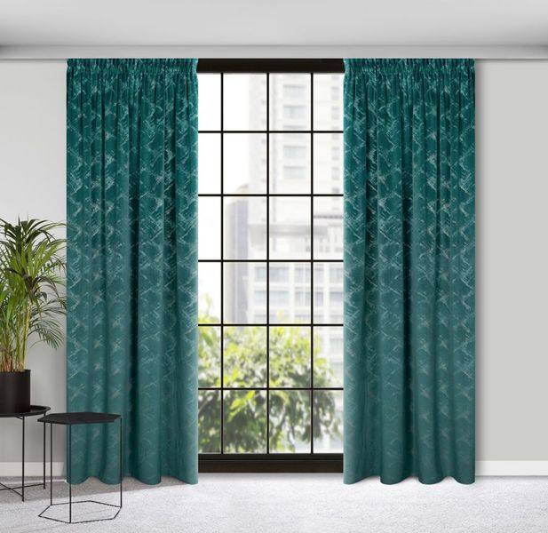 Zasłona gotowa na taśmie ADRIA 140x270 ciemnoturkusowo/szampańska zdjęcie 2