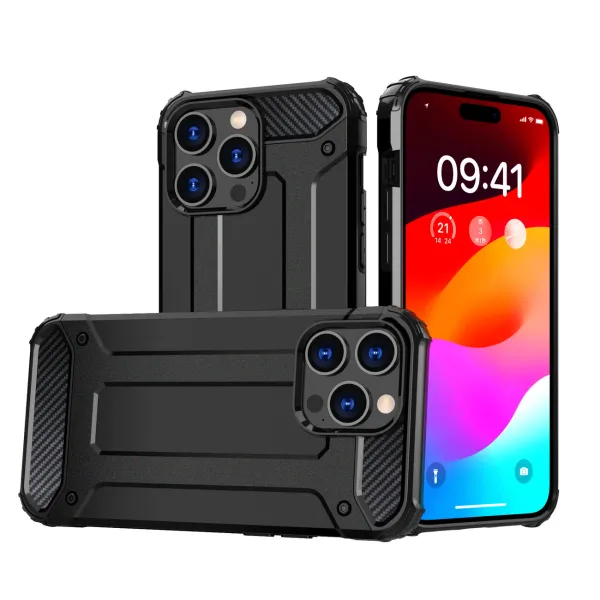 Pancerne etui do iPhone 15 Pro Hybrid Armor - czarne zdjęcie 1