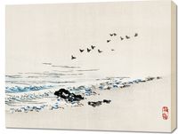 Obraz 90x70cm Beach Scenery, Kōno Bairei Japoński Vintage do Salonu