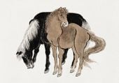 Plakat 100x70cm  Horses Sketches, Hokusai Japoński Vintage do Salonu