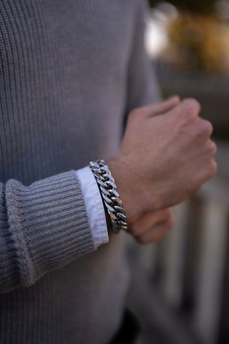 BRANSOLETKA MĘSKA SREBRNA PANCERKA GRUBA BRANSOLETA 15MM 96G GRAWER GRATIS na Arena.pl