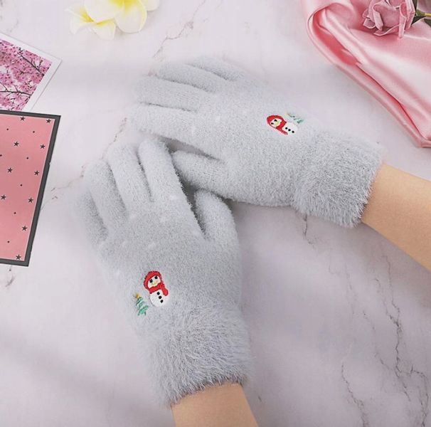 Ciepłe Dotykowe Rękawiczki Damskie Haftowane zdjęcie 13