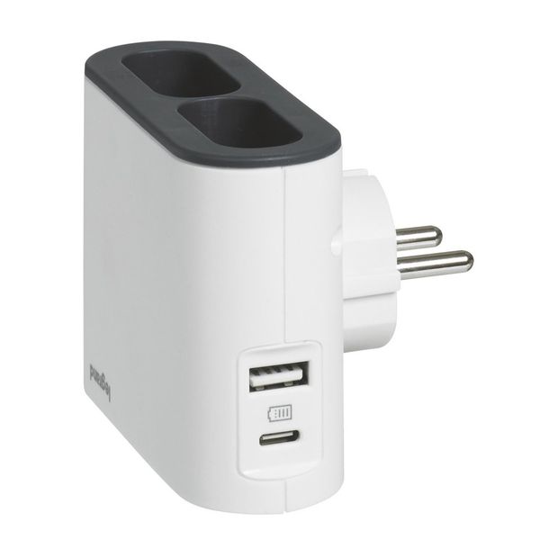 Rozgałęźnik płaski 2X2P+USB AC-B/G Legrand 049401 zdjęcie 2