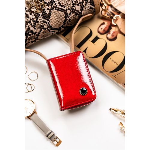 kompaktowy, czerwony portfel damski zamykany na zatrzask i suwak - peterson na Arena.pl