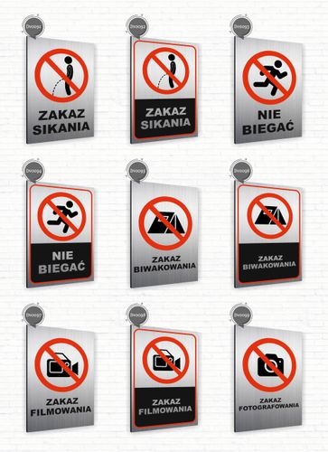 Tabliczka znak informacyjny 40x30 Srebrna ZAKAZ Nierdzewna TWÓJ NAPIS na Arena.pl