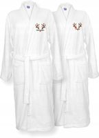 SZLAFROKI BIAŁE Z HAFTEM 2 szt unisex PREZENT na święta z imionami