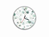 ZEGAR SZKLANY OKRĄGŁY - Akwarelowe listki