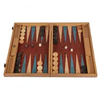 Ekskluzywny Backgammon Manopoulos–Czerwony Korek i Drewno Oliwne–Rękodzieło