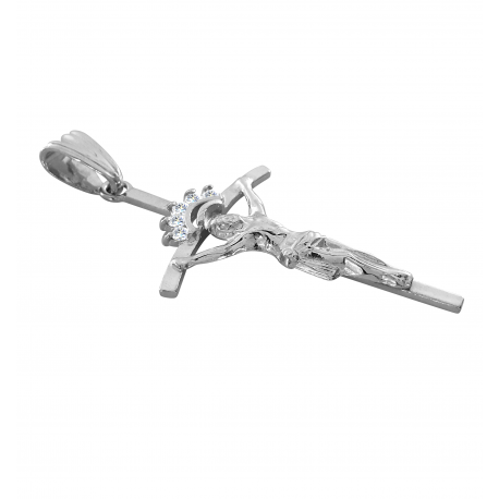SREBRNY KRZYŻYK PAPIESKI Z JEZUSEM Z CYRKONIAMI PRÓBA SREBRA 925 na Arena.pl