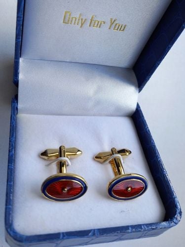 Ślubne weselne złote spinki do mankietów dla Pana Młodego ekskluzywne Etui na Arena.pl