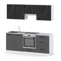 Kuchnia Mała Modułowa Z Blatem Pojemna 2.0m Biała San Sebastian Szara Mat