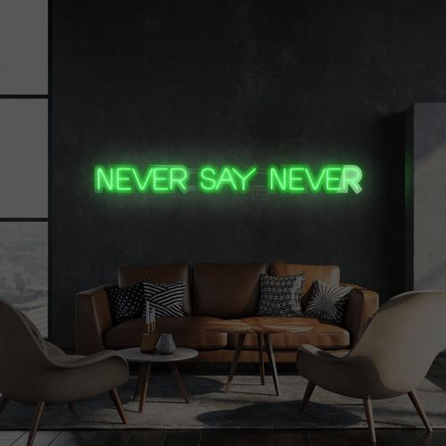 Napis LED Never Say Never na Arena.pl